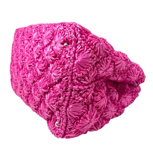 PRADA Vintage Triangle Logo Canapa Tote Bag Handbag Pink Raffia [106407] - Picture 10 of 16